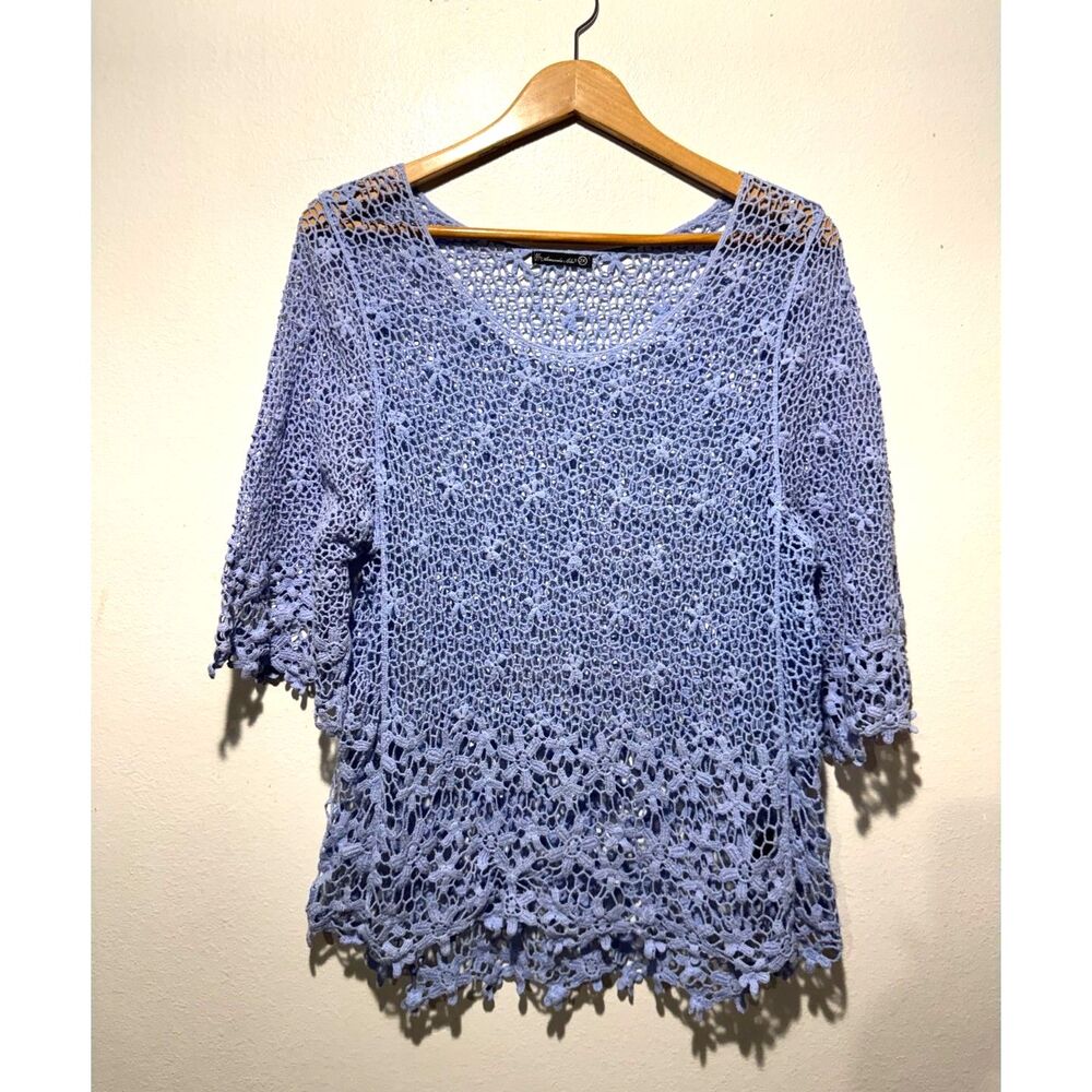 Amanda Blue beach cover up crochet net see through summer vacation women 2X